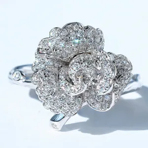Diamond Bloom Flower Branch Ring