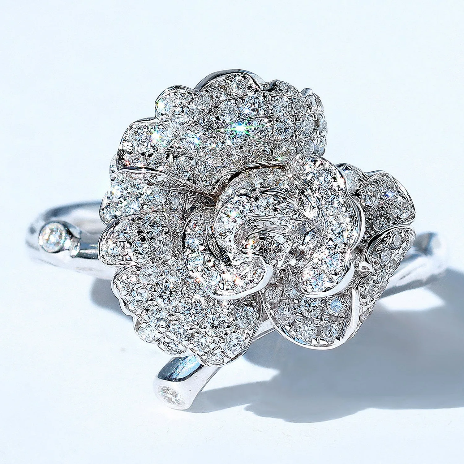Diamond Bloom Flower Branch Ring