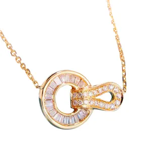 Diamond Buckle-Shape Knot Pendant Necklace