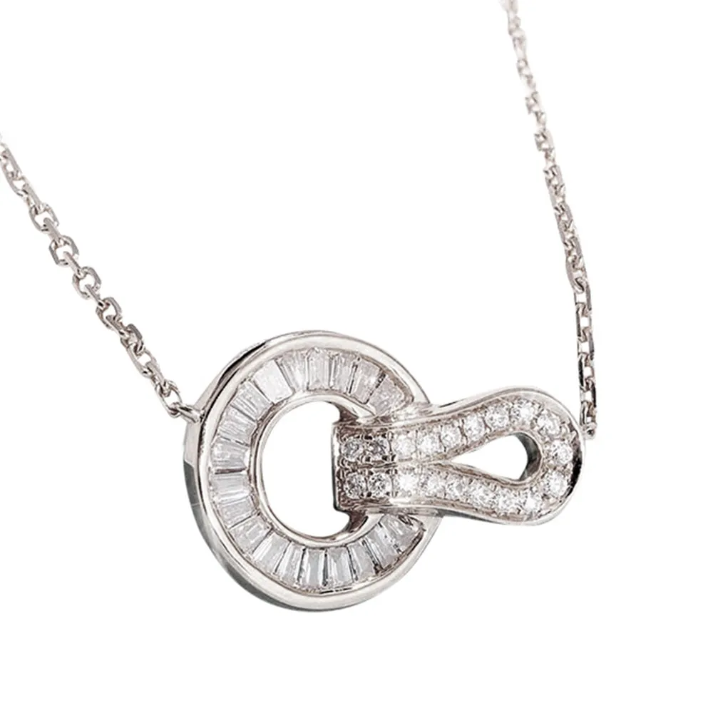 Diamond Buckle-Shape Knot Pendant Necklace
