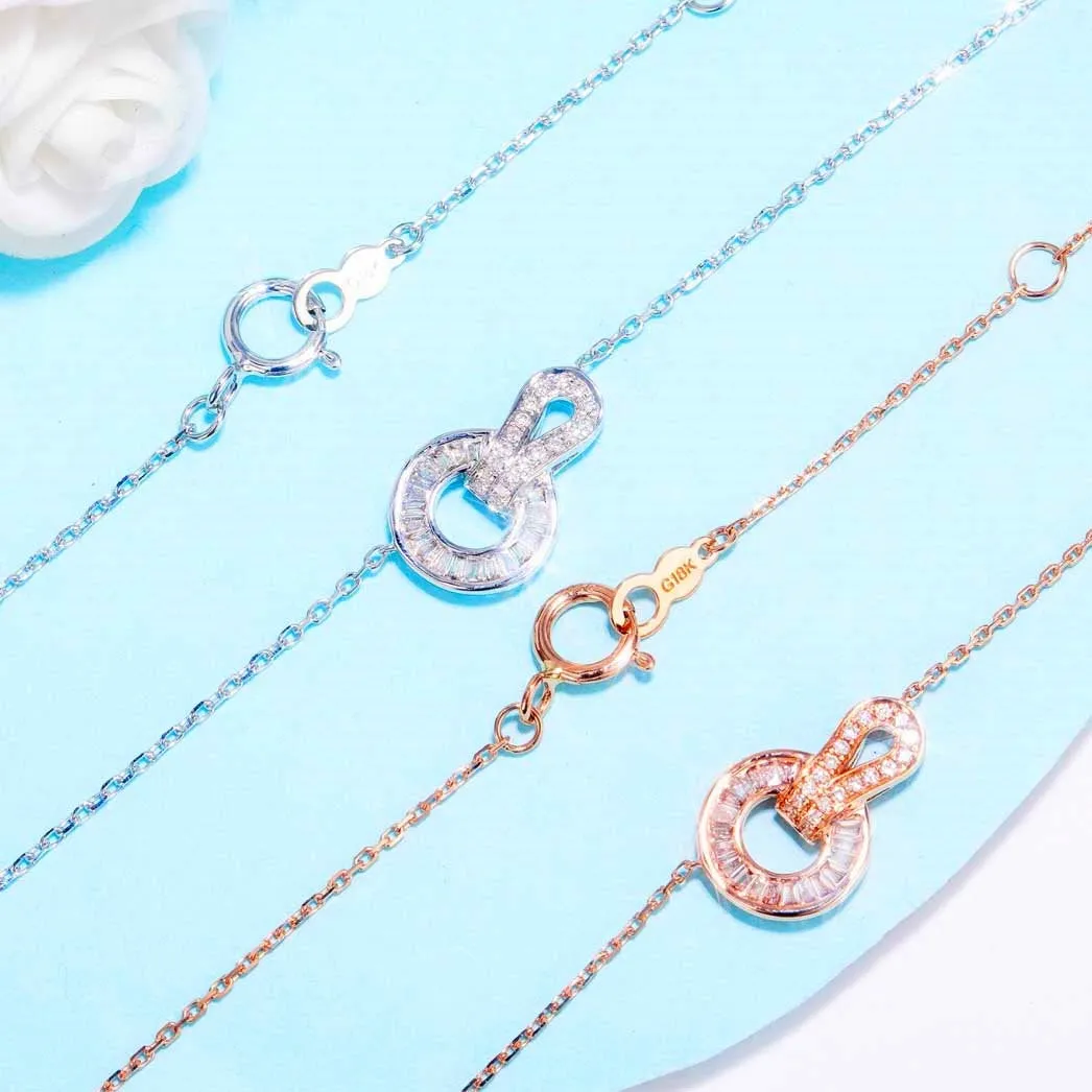Diamond Buckle-Shape Knot Pendant Necklace