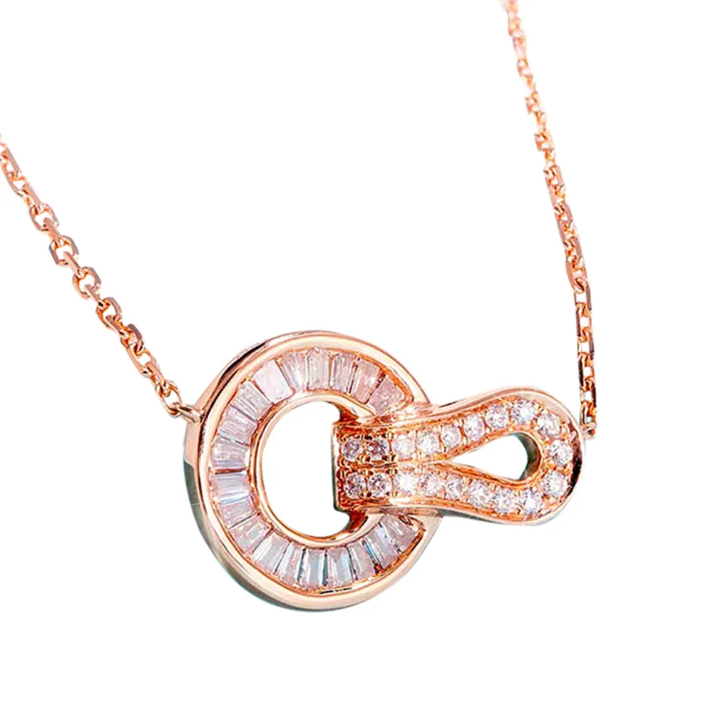 Diamond Buckle-Shape Knot Pendant Necklace