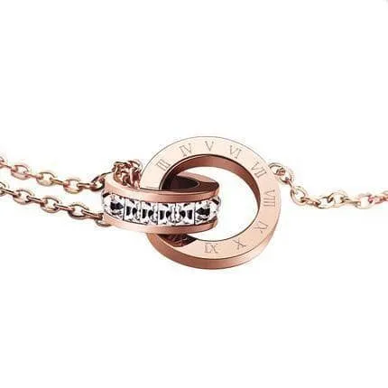 Diamond Double Ring Square Stone Bracelet