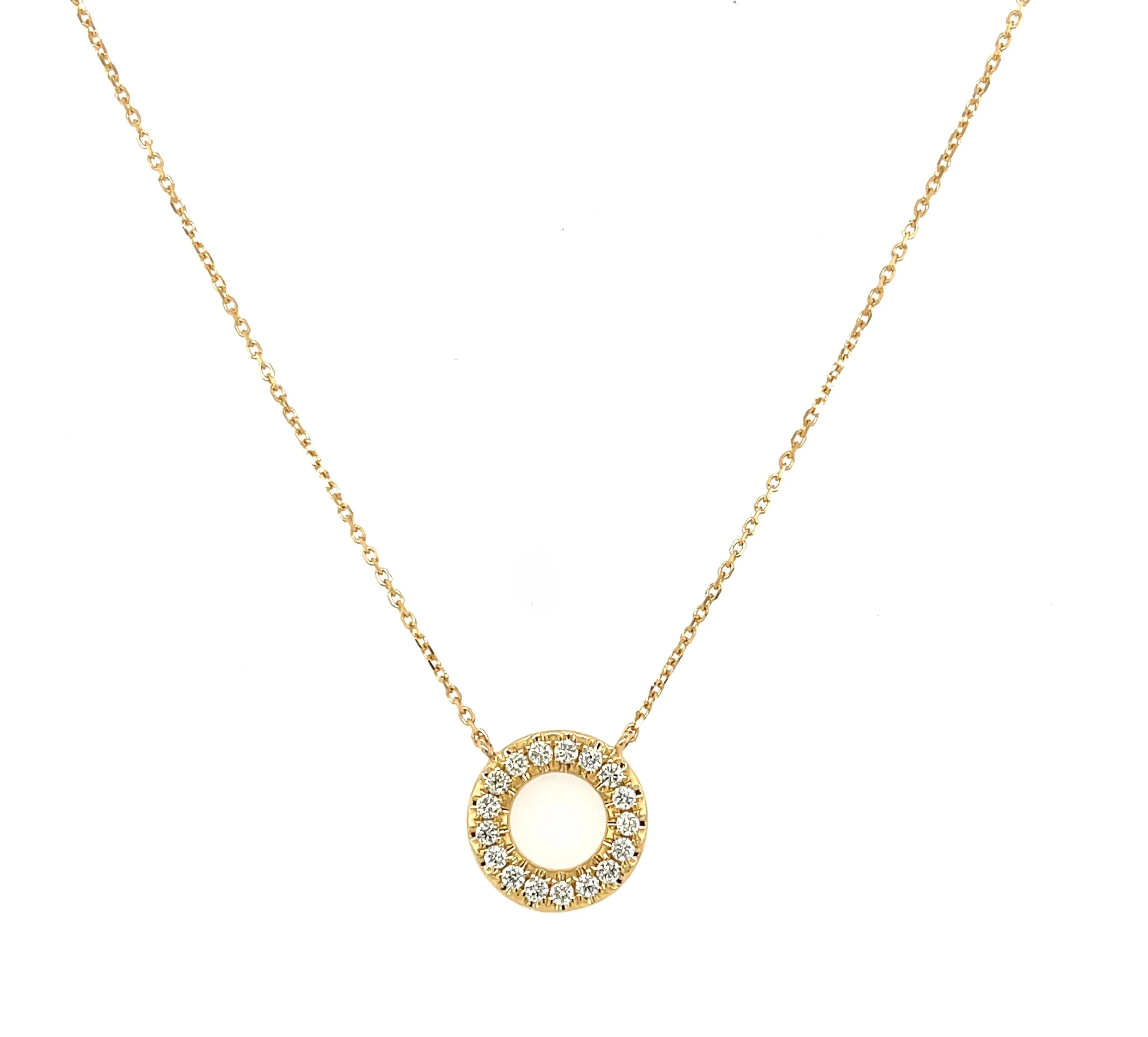 Diamond Eternity Circle and 18k Yellow Gold Necklace, .26 Carats Total