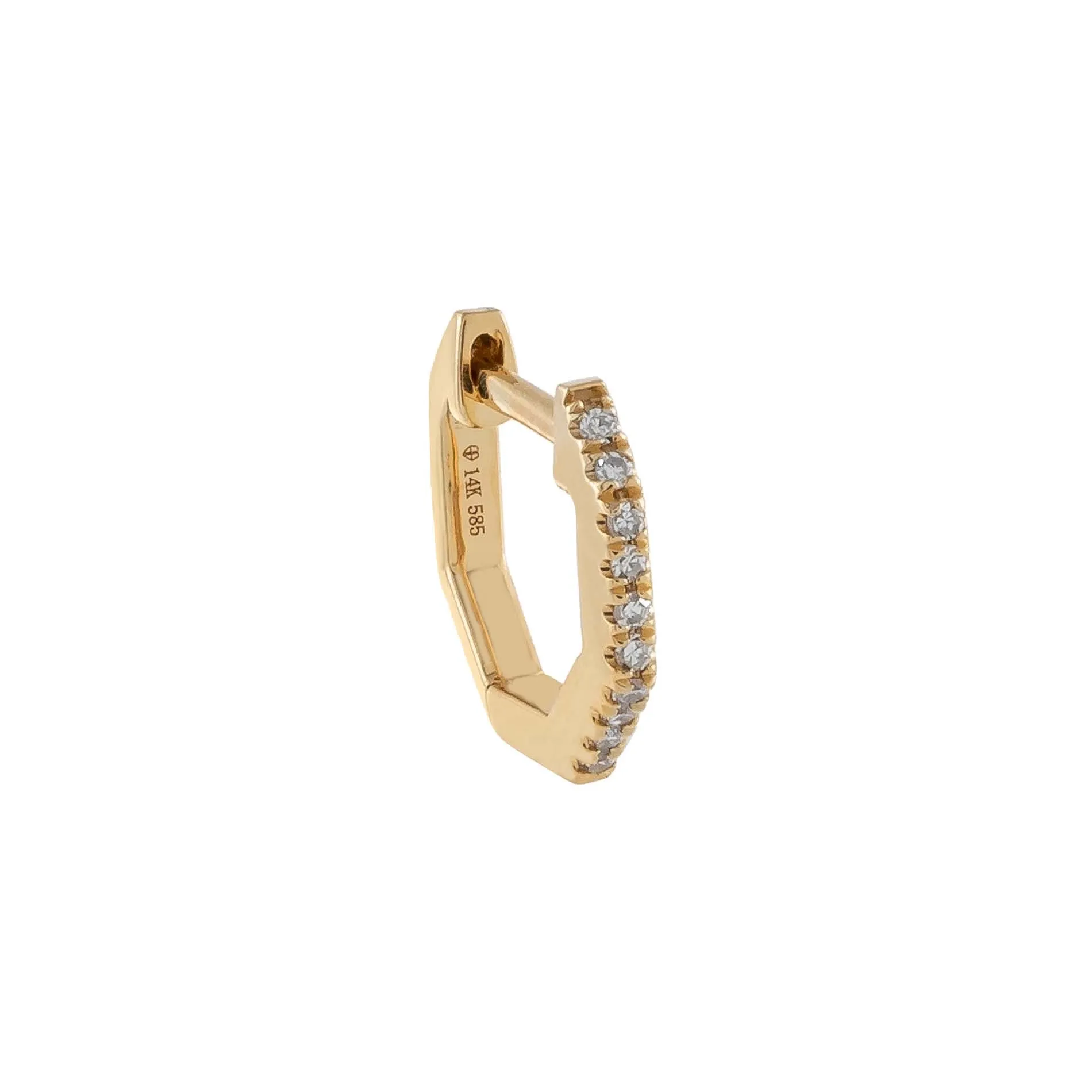 Diamond Octagon Huggie Earring 14K