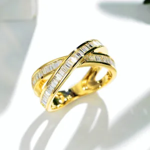 Diamond Overlapping Criss Cross X Ring