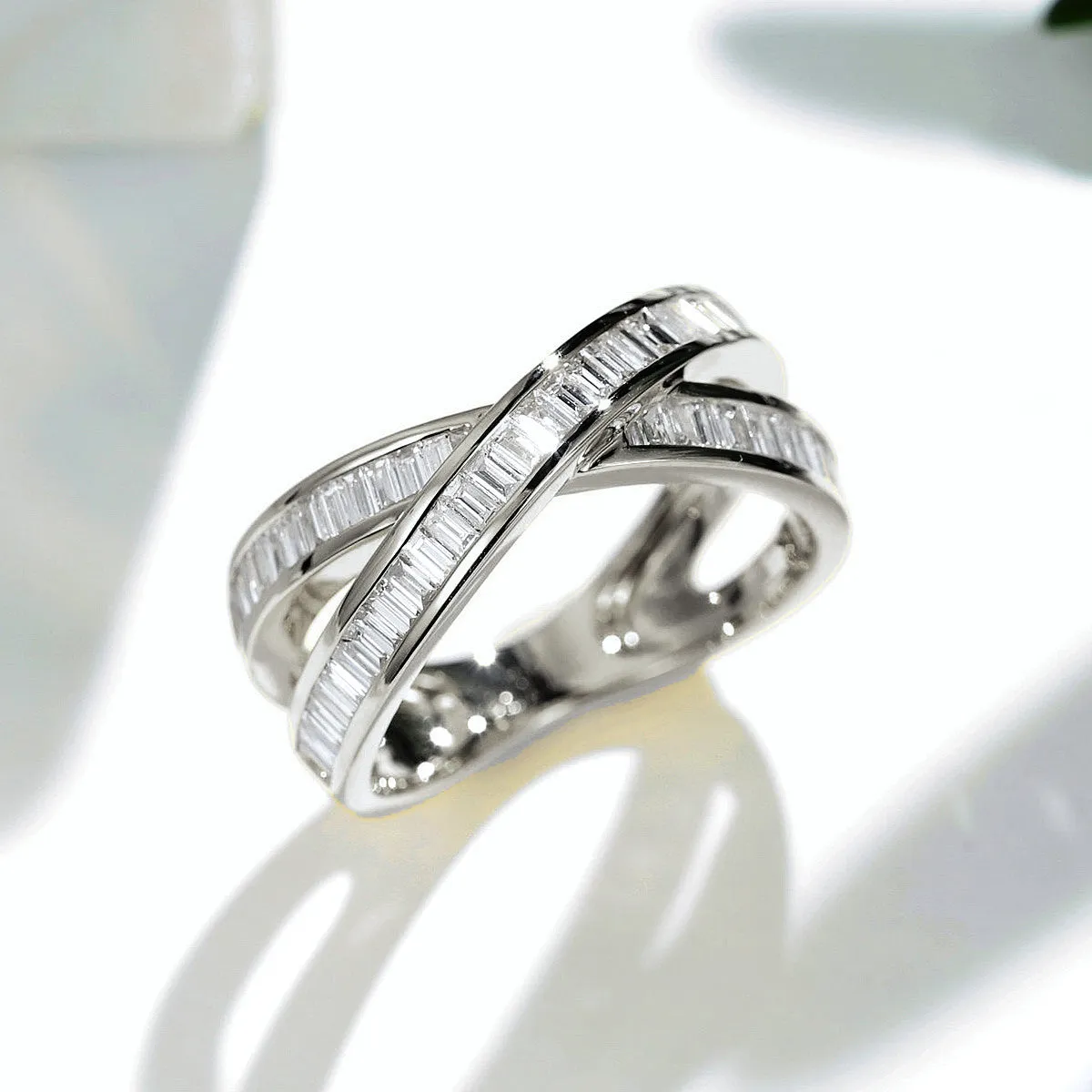 Diamond Overlapping Criss Cross X Ring