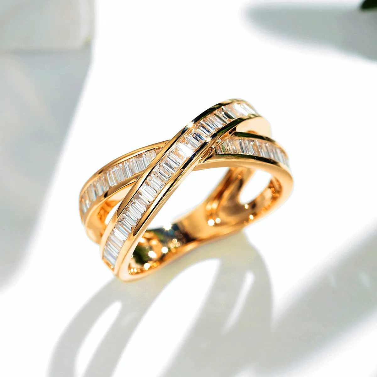 Diamond Overlapping Criss Cross X Ring