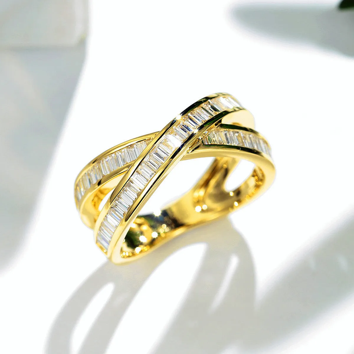 Diamond Overlapping Criss Cross X Ring