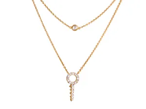 Diamond Stud & Key Pendant Necklace