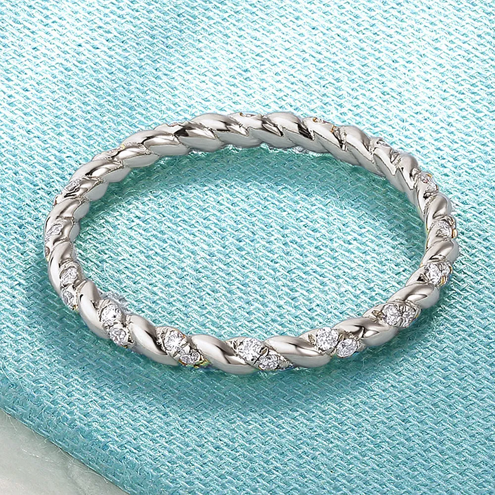 Diamond Twist Eternity Stackable Ring
