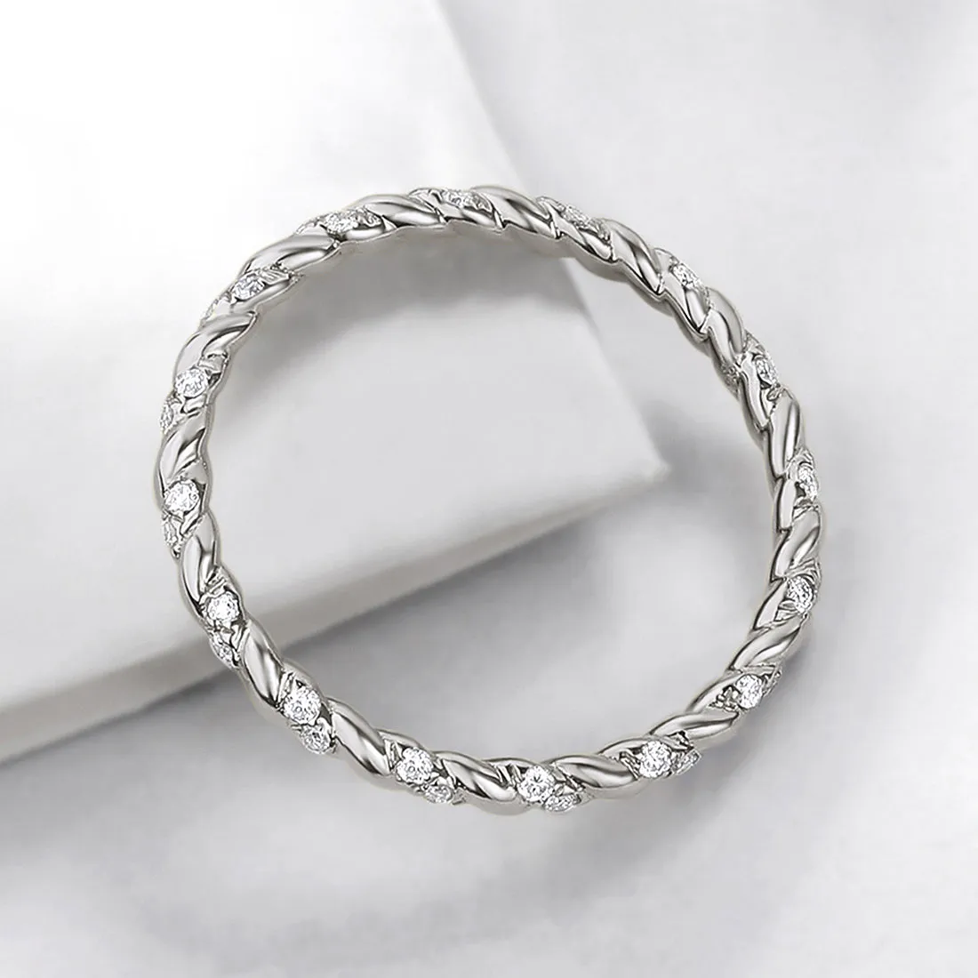 Diamond Twist Eternity Stackable Ring