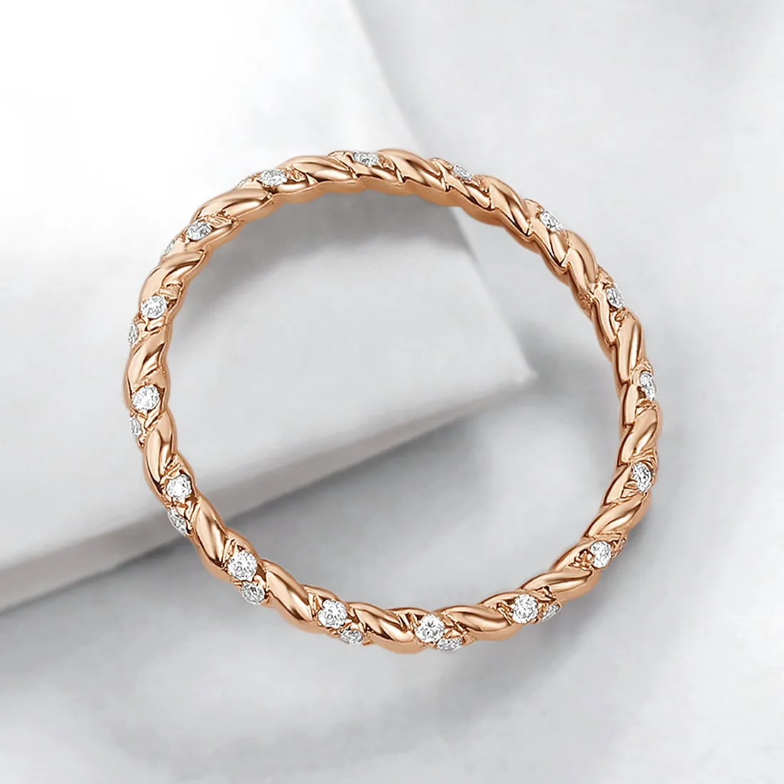 Diamond Twist Eternity Stackable Ring