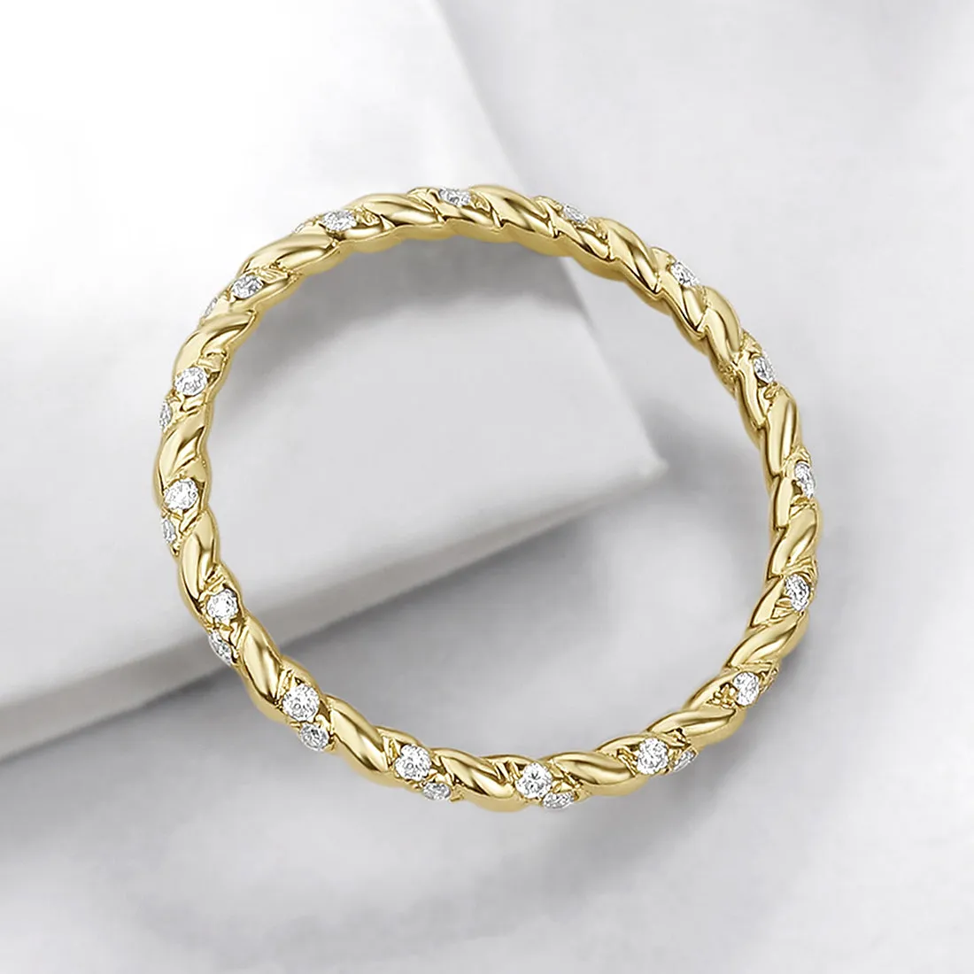 Diamond Twist Eternity Stackable Ring