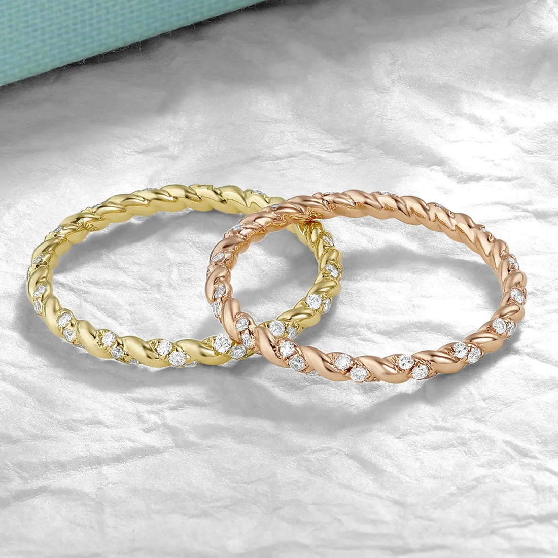 Diamond Twist Eternity Stackable Ring