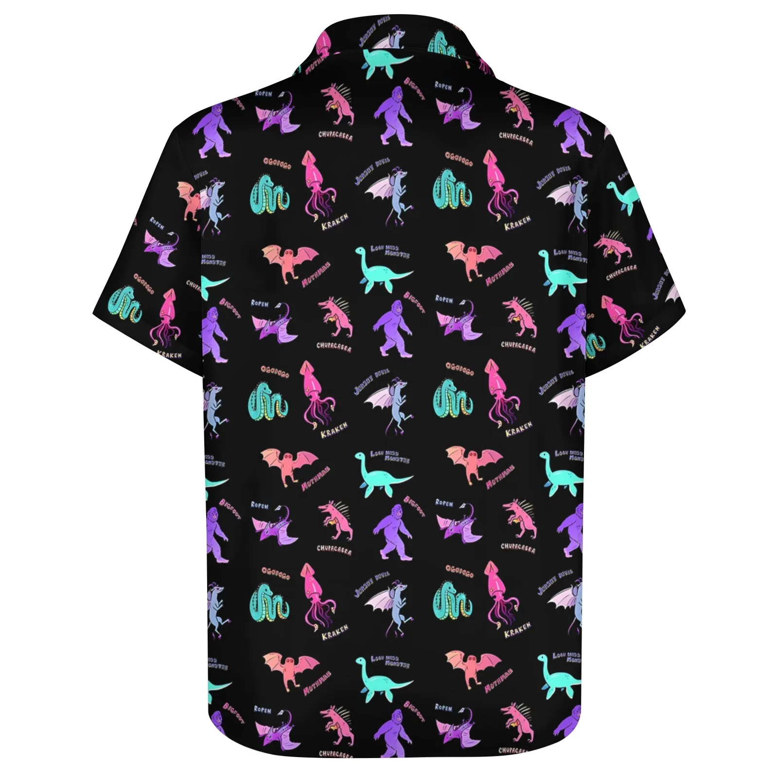 Dinosaurs Monsters And Bigfoot Casual Short Sleeve Shirt 2404001705