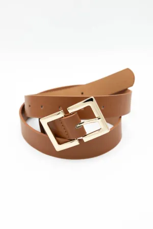 Double Buckle Belt for Women in Brown Gold | IW27706-DKCOGNAC