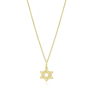 Double Gold Star of David Necklace