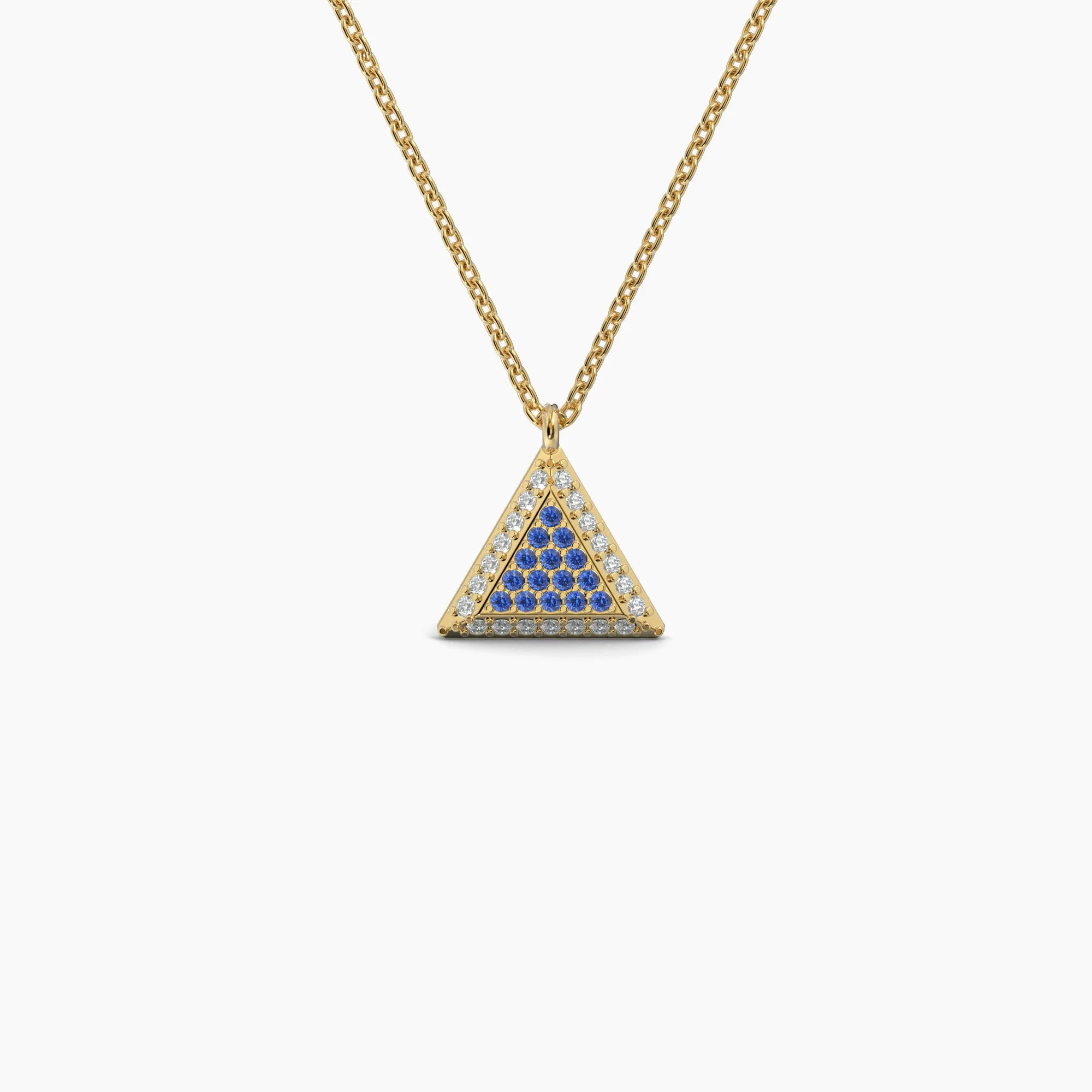 Double Sided Diamond & Sapphire Triangle Shaped AMoré Pavé Necklace