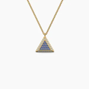Double Sided Diamond & Sapphire Triangle Shaped AMoré Pavé Necklace