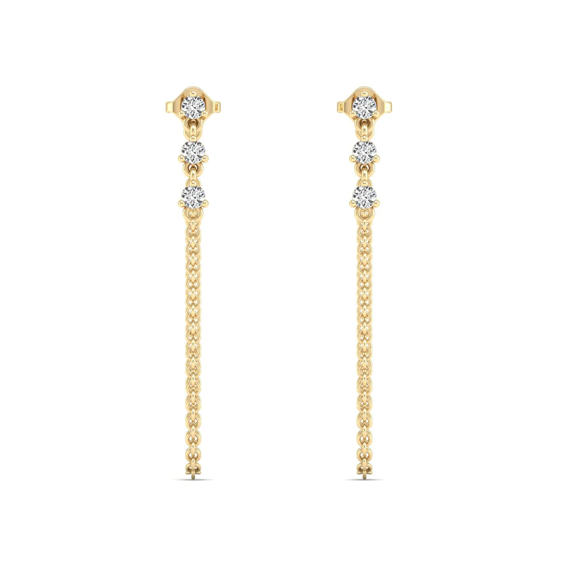Drop Chain Threader Diamond Earrings