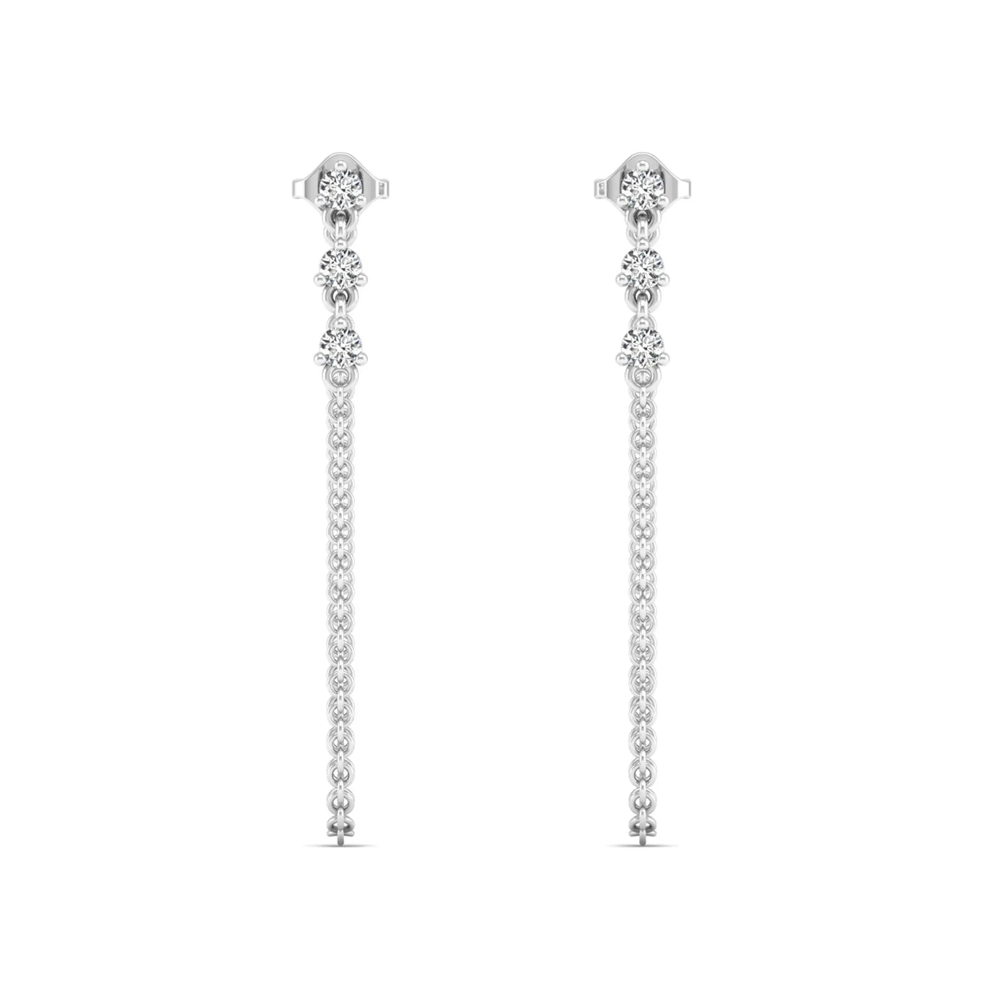 Drop Chain Threader Diamond Earrings