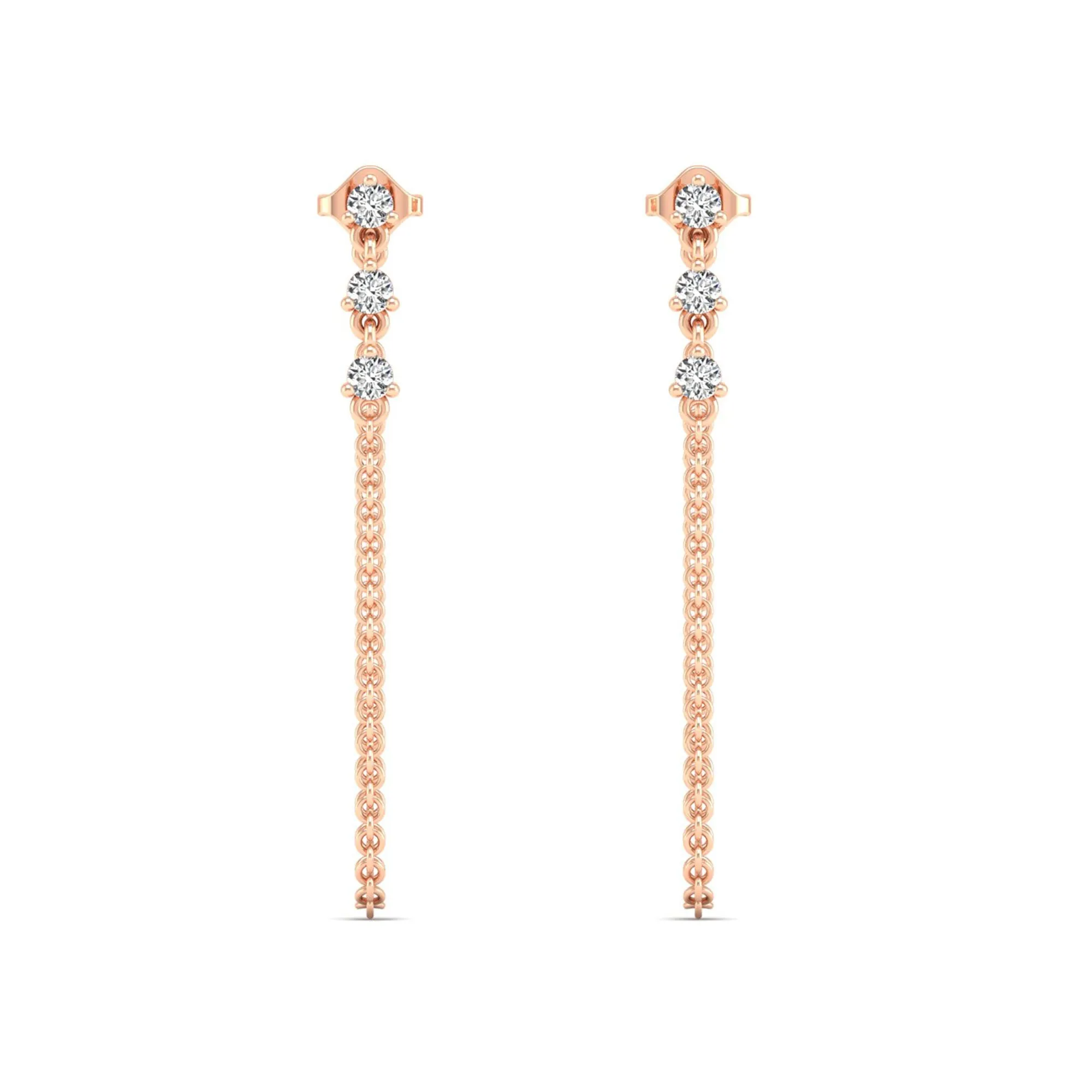 Drop Chain Threader Diamond Earrings