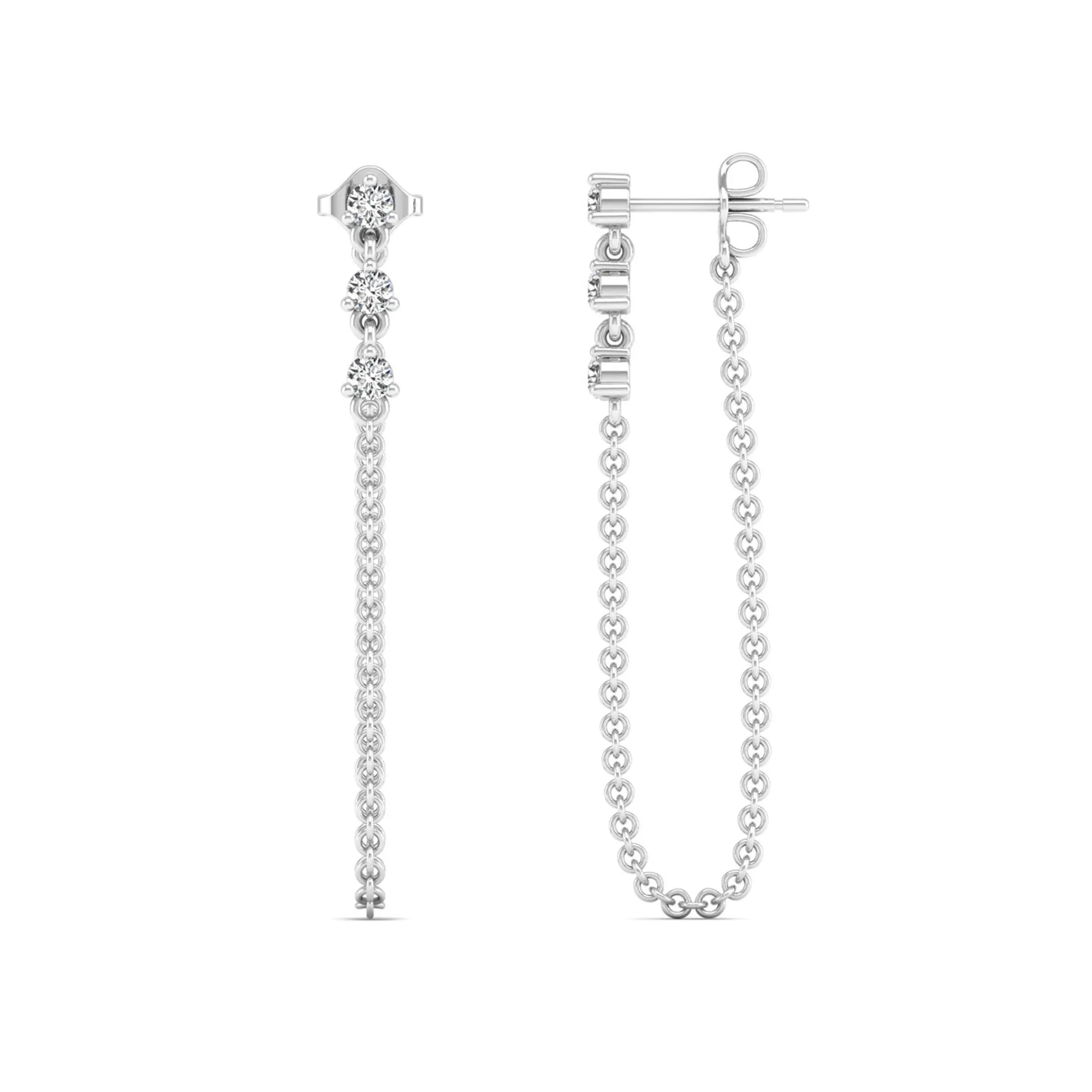 Drop Chain Threader Diamond Earrings