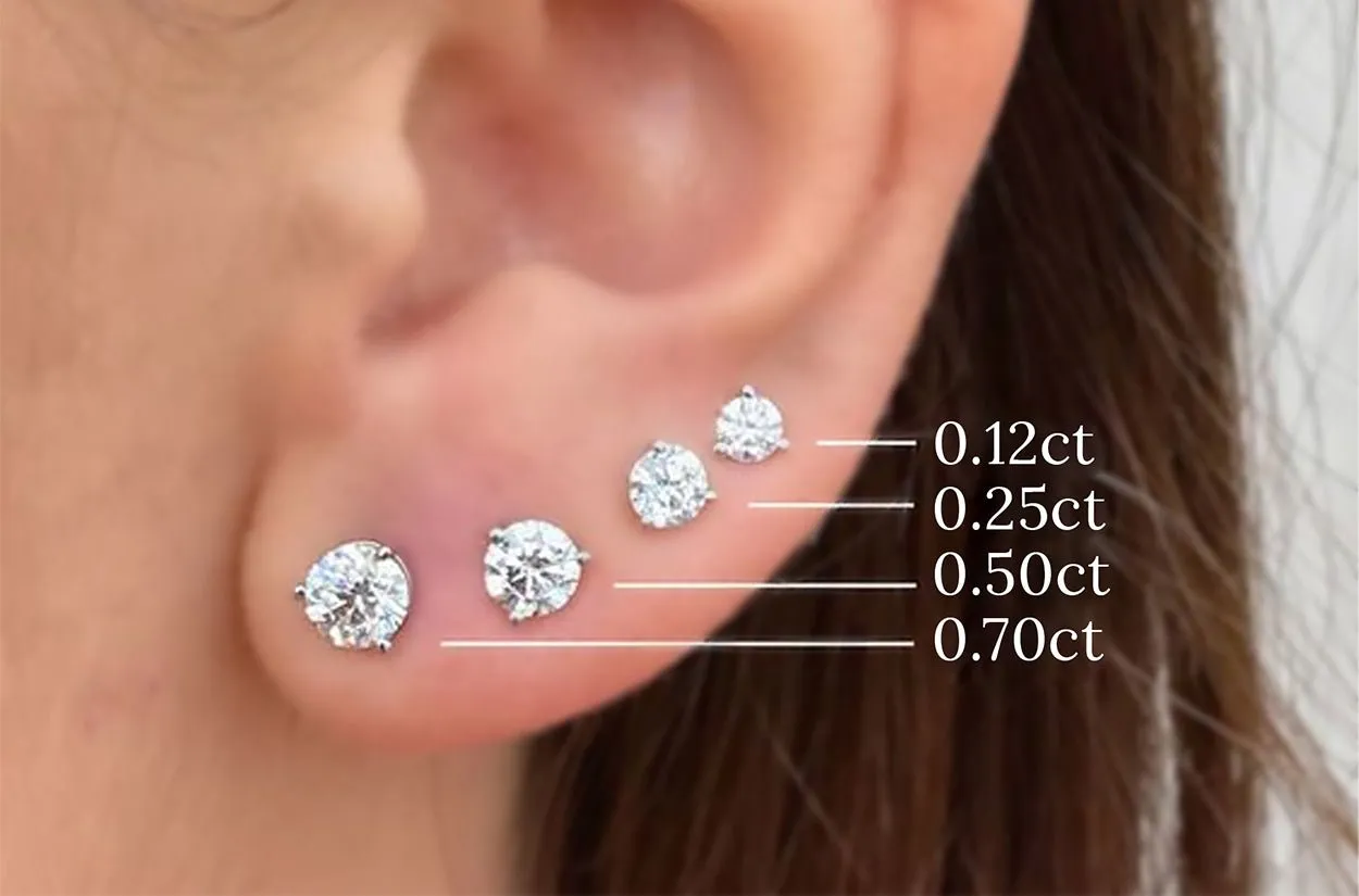 Earrings 0.45 cts Natural Round Diamonds H VS 18kt Gold Studs
