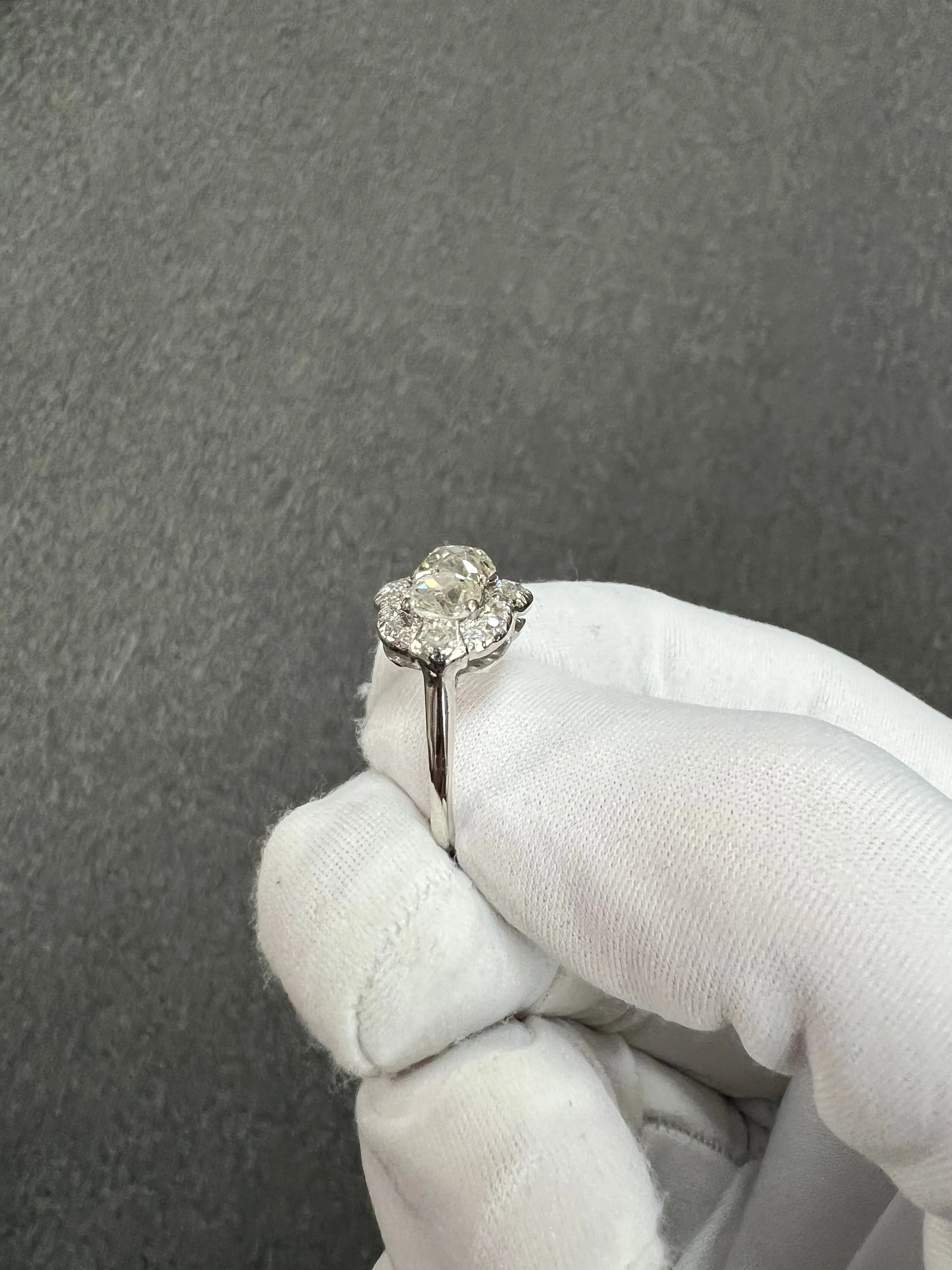 Edwardian Old Mine Cut Diamond Three Stone Platinum Ring Circa 1910