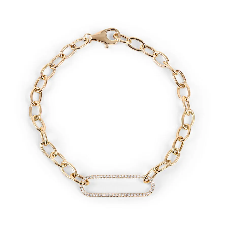 ELONGATED DIAMOND LINK CHAIN BRACELET