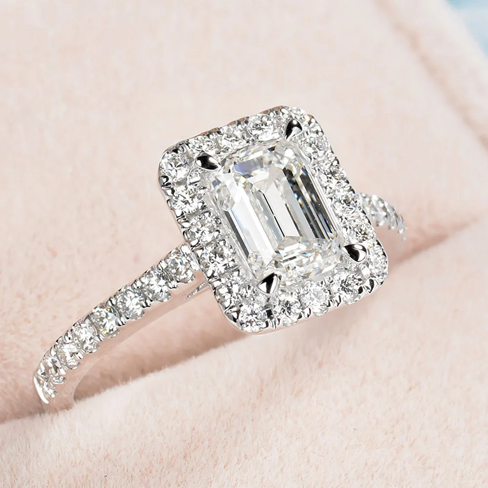Emerald Cut GIA Diamond Rectangle Shape Engagement Ring