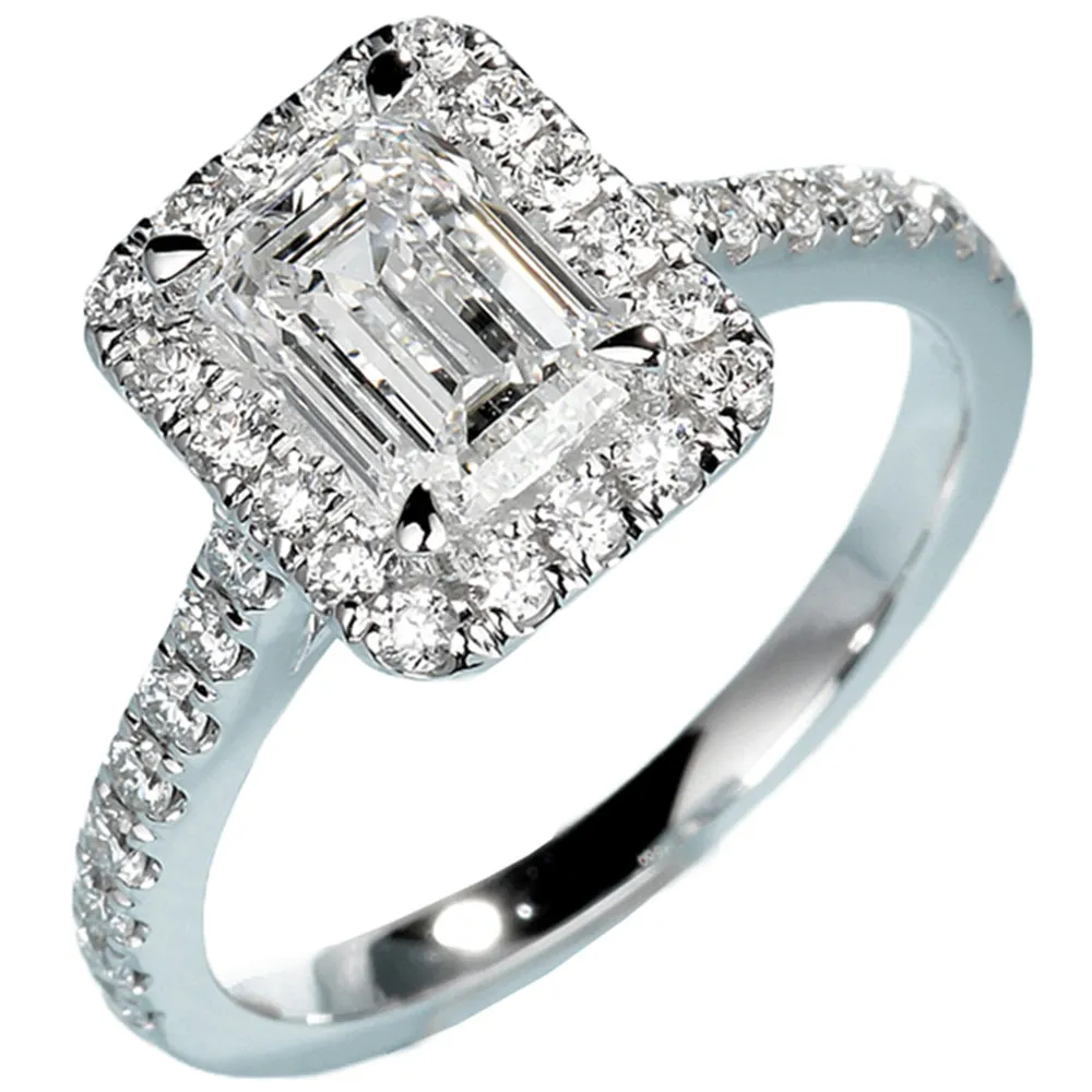 Emerald Cut GIA Diamond Rectangle Shape Engagement Ring