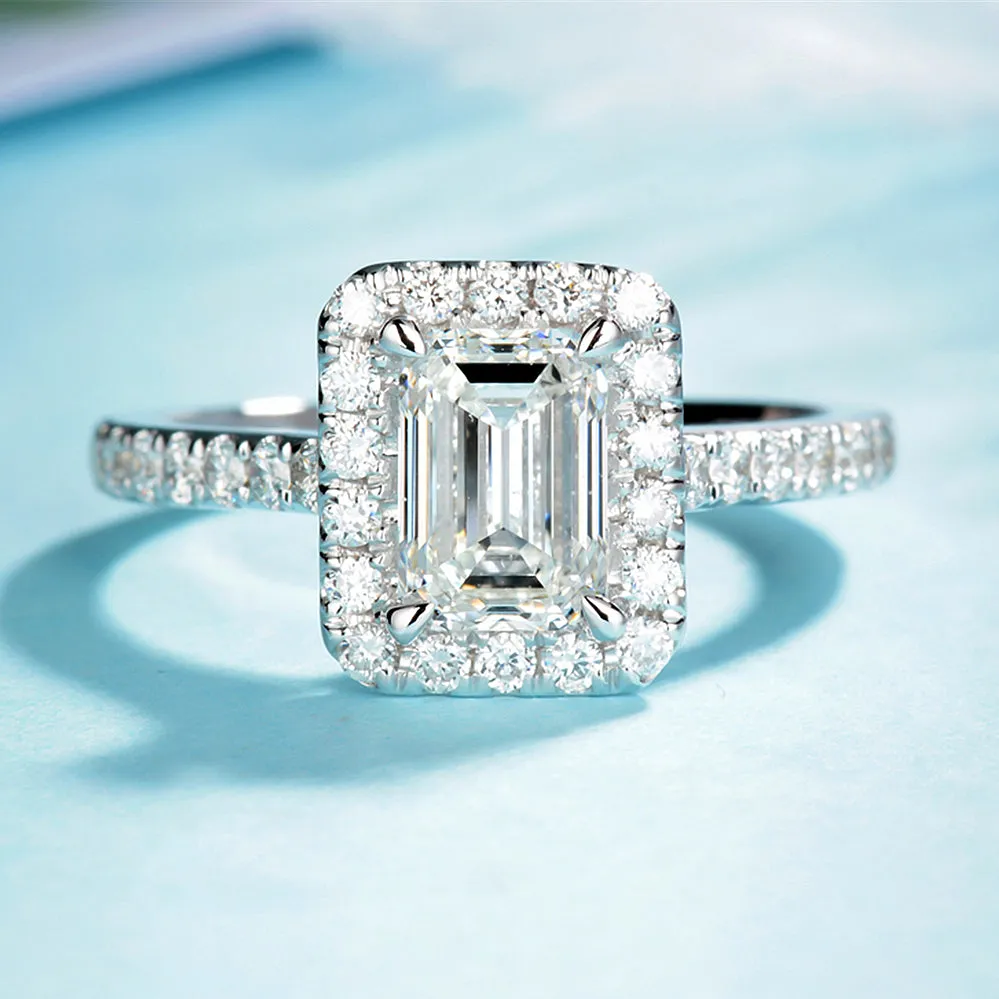 Emerald Cut GIA Diamond Rectangle Shape Engagement Ring
