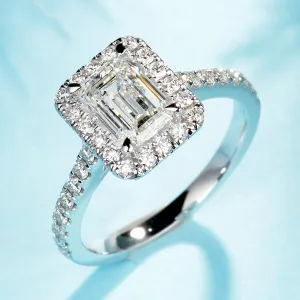 Emerald Cut GIA Diamond Rectangle Shape Engagement Ring