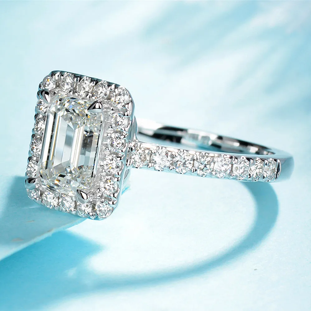 Emerald Cut GIA Diamond Rectangle Shape Engagement Ring