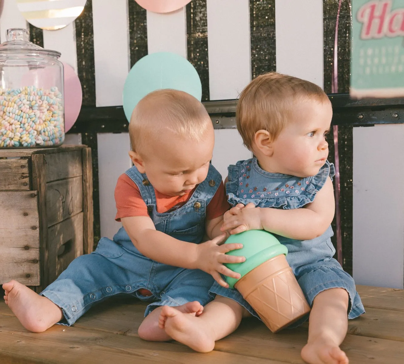 Ensemble Robe et Bloomer en Denim Léger et Doux - Deux par Deux