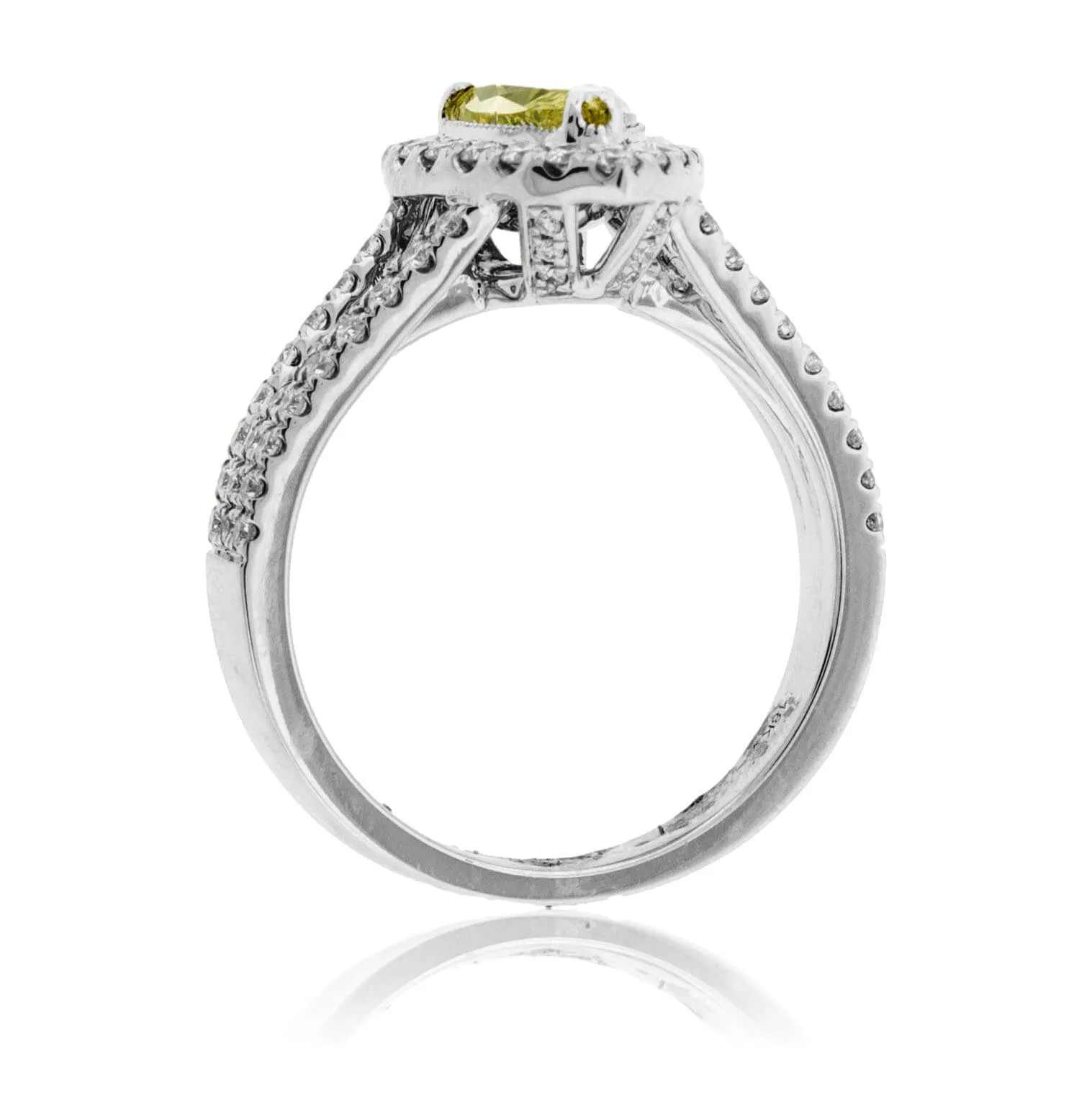 Fancy Natural Greenish-Yellow Diamond with Diamond Halo Ring