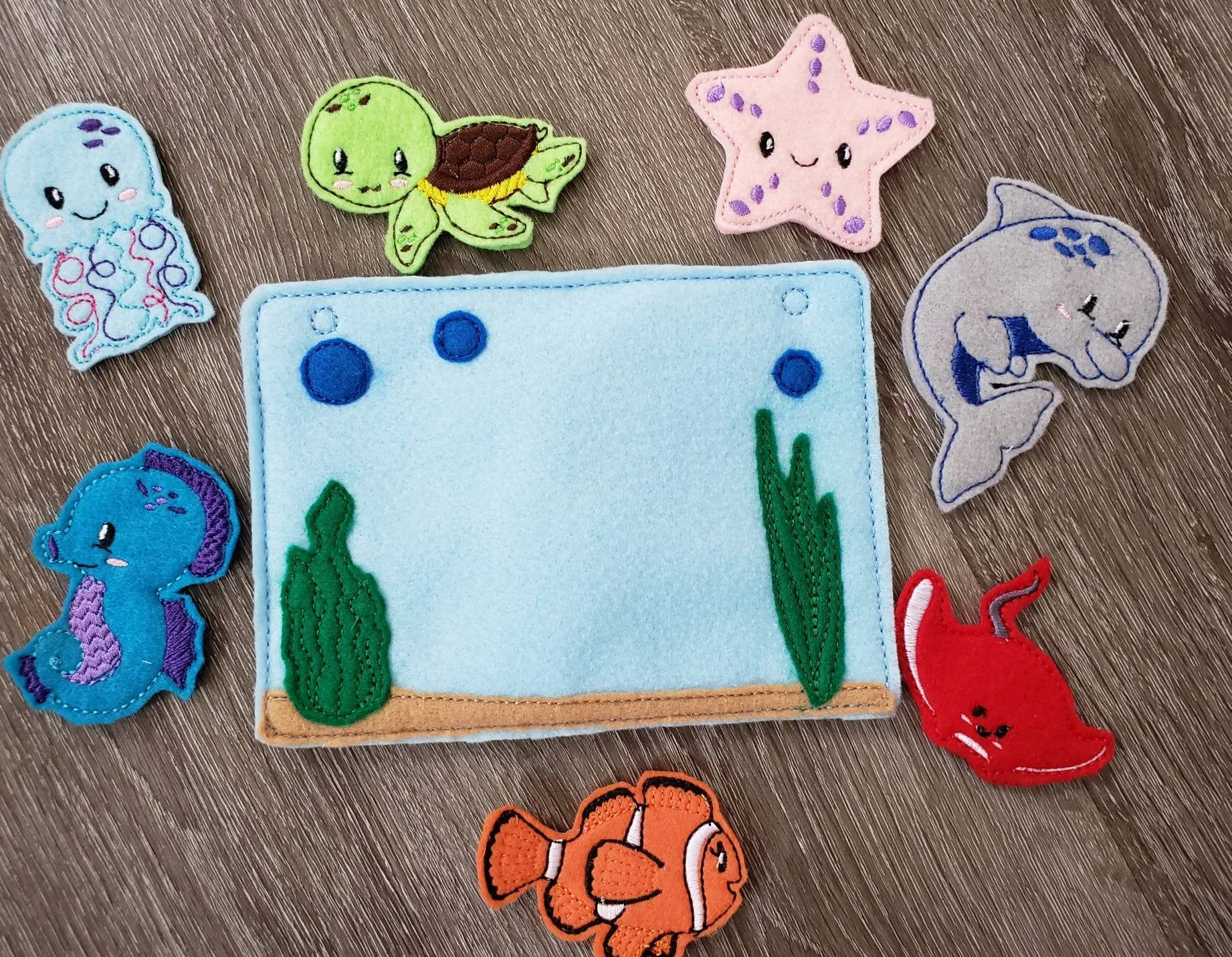 Felt finger puppet animal - Ocean Animal quiet book page -  Gift for kids - Party Favor - baby shower gift - Under the Sea - sea creatures