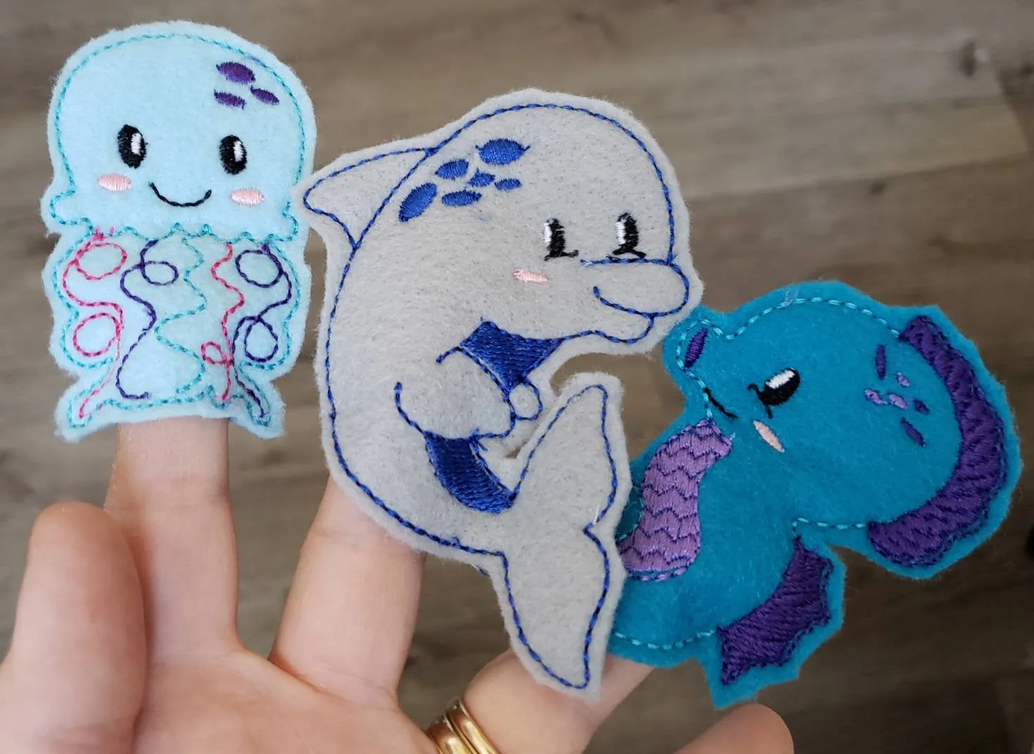 Felt finger puppet animal - Ocean Animal quiet book page -  Gift for kids - Party Favor - baby shower gift - Under the Sea - sea creatures