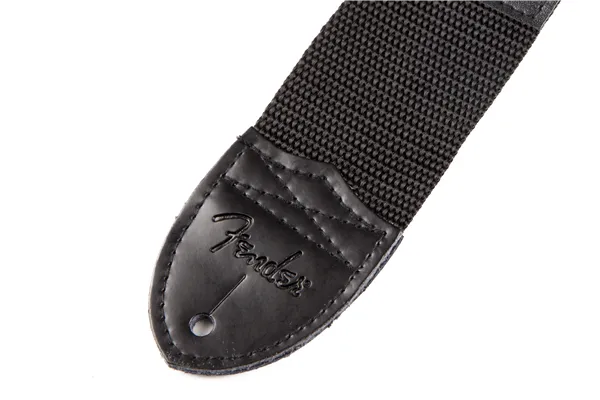 Fender 2" Polyester Logo Guitar Strap, Black with White Logo