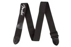 Fender 2" Polyester Logo Guitar Strap, Black with White Logo