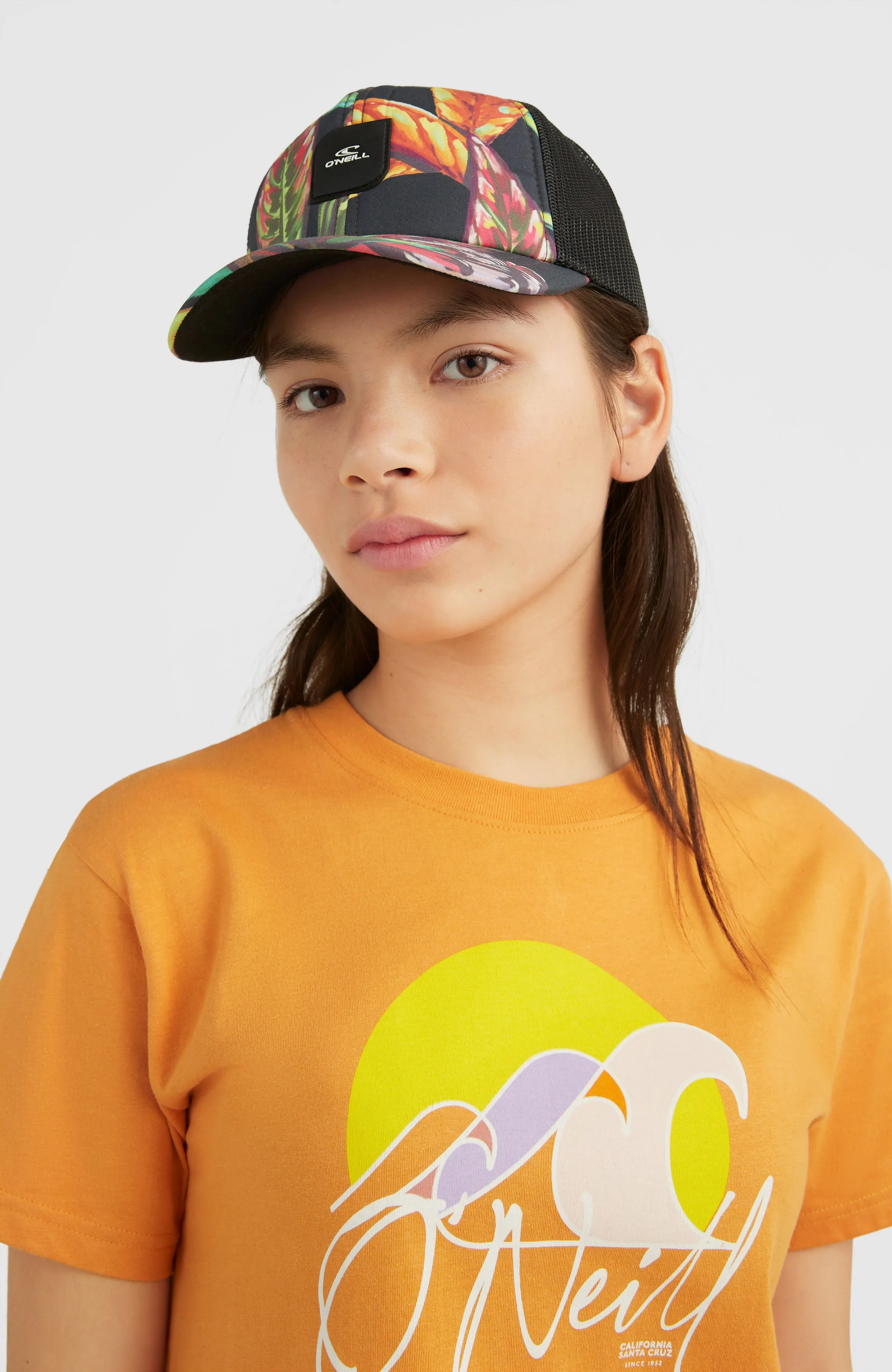 Flood Trucker Cap | Black Tropical Flower