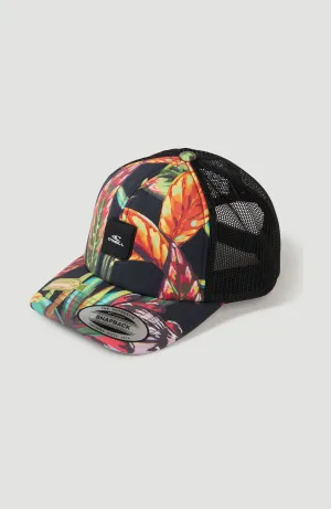 Flood Trucker Cap | Black Tropical Flower