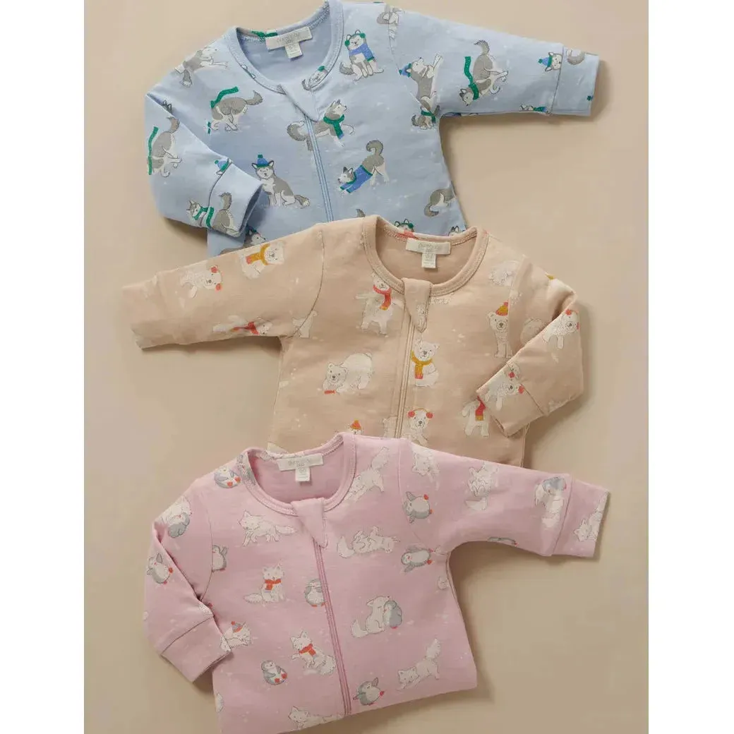 Footless Zip 1 Growsuit Frolicking Bears Print