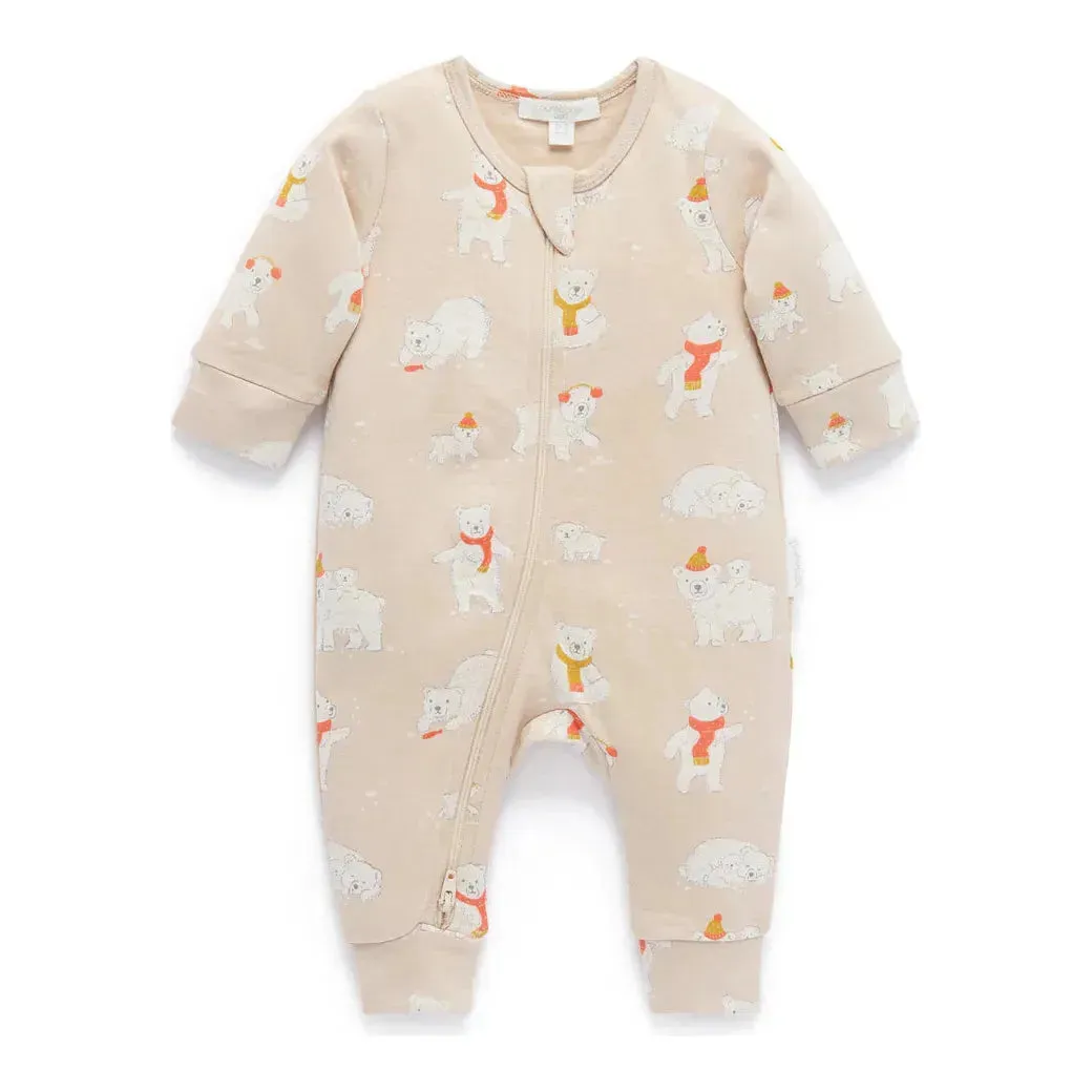 Footless Zip 1 Growsuit Frolicking Bears Print