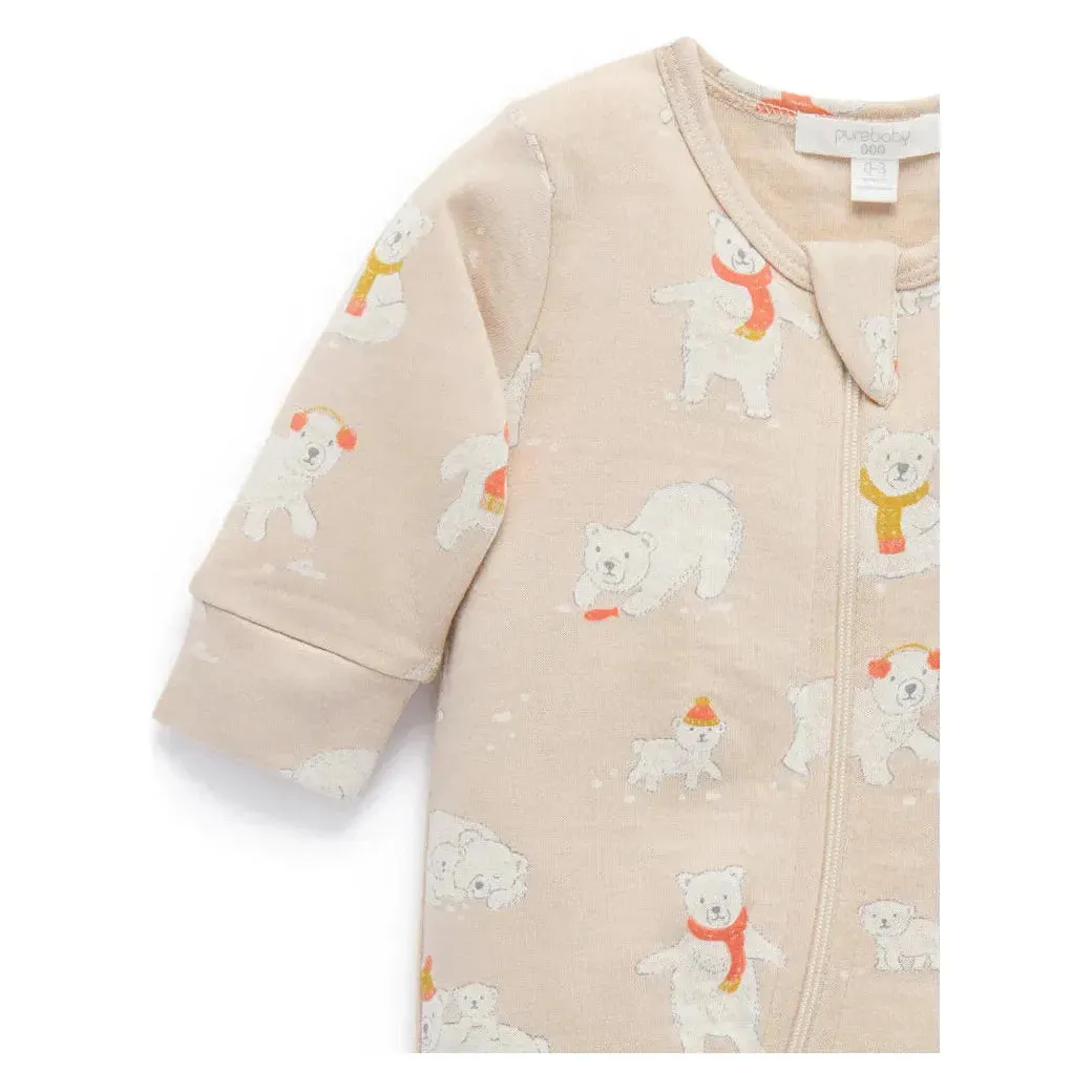 Footless Zip 1 Growsuit Frolicking Bears Print