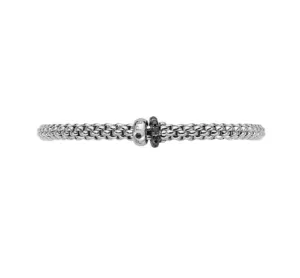 Fope Solo Collection 18k White Gold Flex'it Double Rondel Black Diamond Bracelet