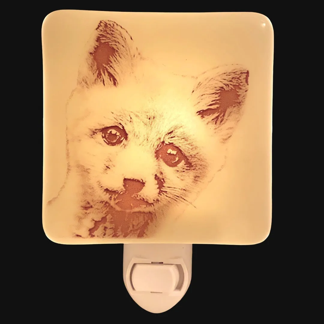 Fox Baby Night Light Fused Glass