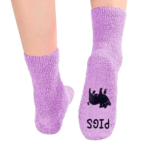 Funny Saying Pig Gifts for Women,This Girl Really Loves Pigs, Novelty Fuzzy Pig Print Socks Pig Lovers Piggy Gifts